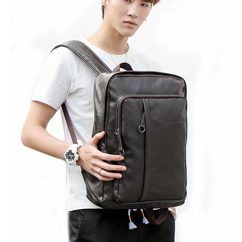

Men Backpack Pu Korean-style Versitile Fashion Backpack Male STUDENT'S School Bag Casual Travel Computer Bag