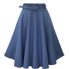 Осень зима модная женская юбка винтажная Ретро Высокая Талия Джинсовая юбка размера плюс модная юбка с поясом Свободная юбка