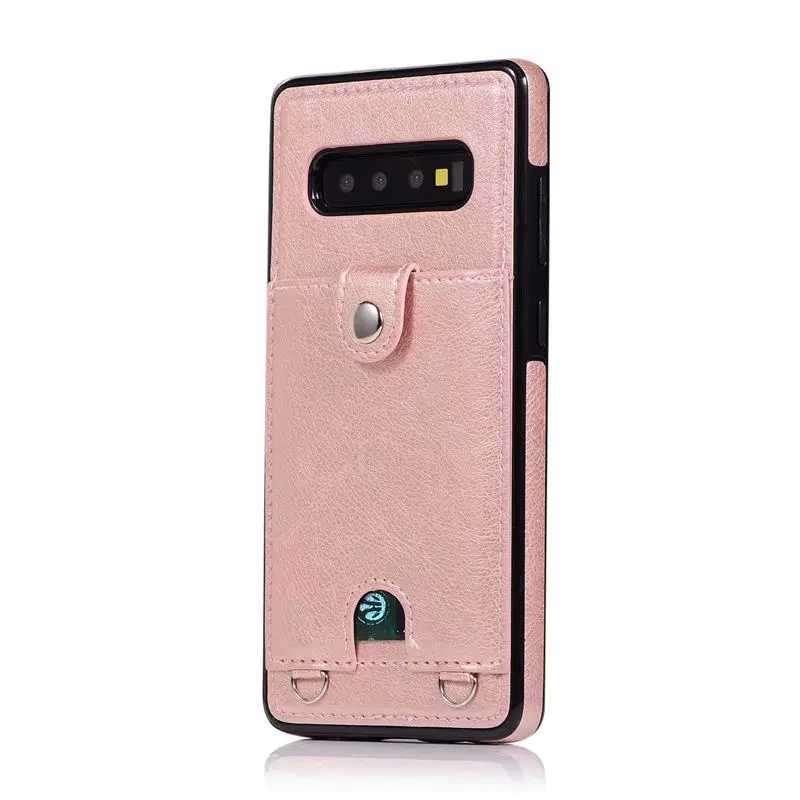 Роскошный кожаный чехол-кошелек для samsung S7 S8 S9 S10, задняя крышка для телефона, сумка на плечо для Note8 9 S7 Edge S10 Plus - Цвет: Rose Gold