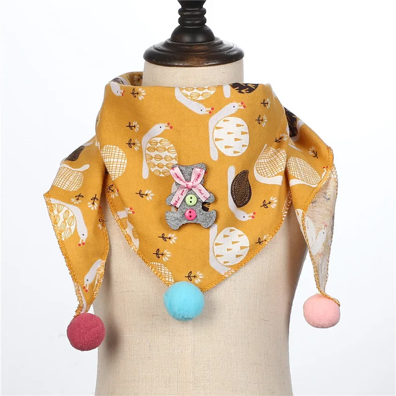 Новинка; Весенний треугольный шарф для маленьких девочек; осенне-зимняя шаль в горошек для маленьких мальчиков; детский хлопковый шейный платок; теплый детский шейный платок - Цвет: yellow snails