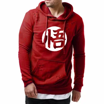 

Spring Autumn Anime Dragon Ball Z Goku Hoodie Men Fashion Casual Sweatshirt Hole Men Hoodies cotton Hooded Streetwear