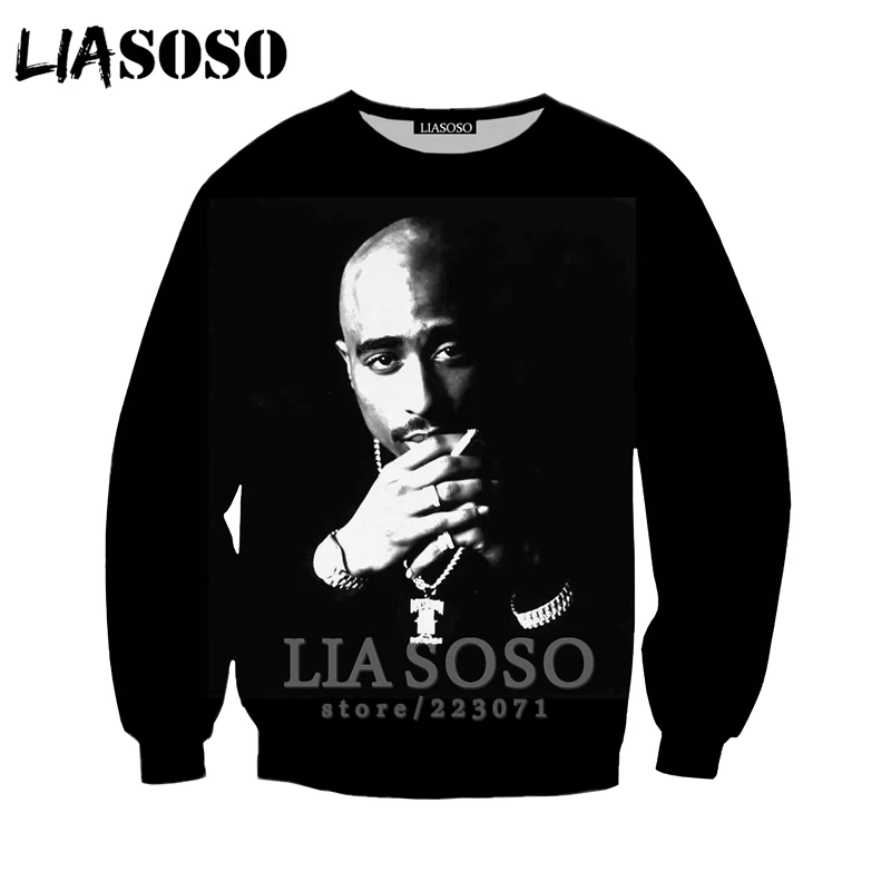2pac Толстовка LIASOSO Модные мужские и женские толстовки 3D принт Рэпер Хип Хоп Уличная одежда с длинным рукавом Топы пуловер с круглым вырезом B182-06 - Цвет: 11
