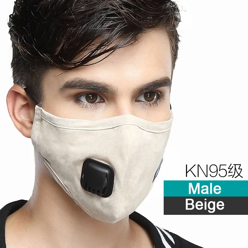 Male-Beige PM2.5 Антиаллергенная хлопковая Дымчатая Маска дыхательный клапан Анти-пыль рот маска Активированный уголь фильтр респиратор рот Муфельная маска лицо - Цвет: Male-Beige