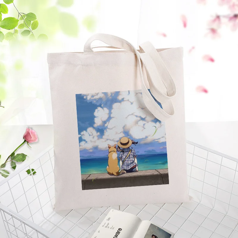 Синяя серия сумки холщовая вместительная сумка для покупок сумка на заказ Печать текстовый логотип DIY ежедневное использование экологическая многоразовая утилизация