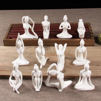 

Abstract Art Ceramic Yoga Poses Figurine Porcelain Yoga Lady Figure Statue Home Yoga Studio Decor Ornament