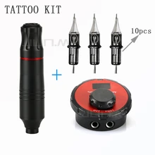 Tattoo Machine Kit Set Professional Rotary Tattoo Machine Pen Motor With Power Cartridge Needle Supply complete tattoo kit hurricane tattoo power supply hp 2 rotary pen tattoo machine set professional power tattoo supplies tools