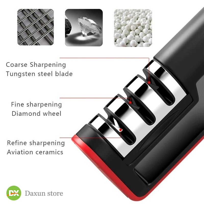 Design Professional Knife Sharpener Stainless Steel Tungsten Non-slip Carbide Ceramic Diamond Sharpening Stone Kitchen Tools