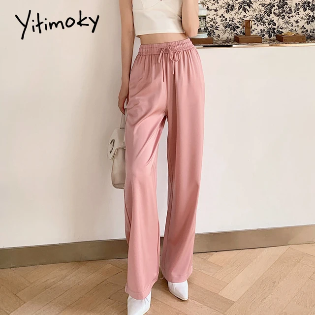 Yitimoky Satin Silk Pants Women Wide 