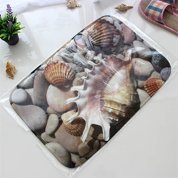 

ABFU-3D Bath Rug Pattern Rug Seashell Bath Mat Flannel Absorbent Non Slip Doormat for Entrance Door