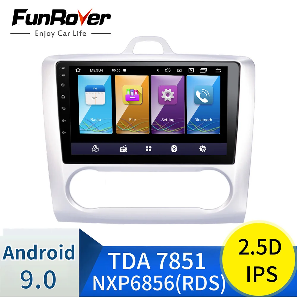 

FUNROVER 2.5D+IPS Android 9.0 Car Radio GPS Navigation Multimedia Player DVD For Focus 2004 2005 2006 2007-2011 2 din rds dsp bt