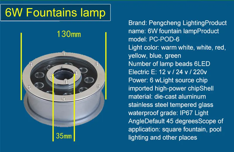 best underwater boat lights Led Fountain Light 6w 9w 12w 18w Swimming Pool Accessories Underwater Fountains Ip68 Waterproof Decorative Lamp For Pools submersible led lights with remote