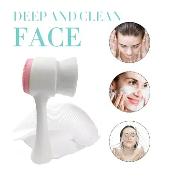 

Double Side Silicone Facial Cleanser Head Remover Machine Wash Makeup Brushes Fiber Face Cleaning Massage Skin Care brush