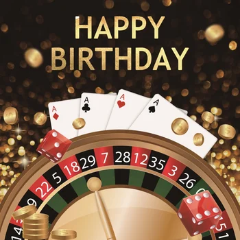 

Photo Backdrops Happy Birthday Party Casino Playing Cards Dice Polka Dots Poster Photography Backgrounds Photocall Photo Studio