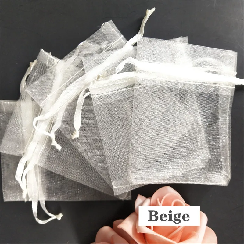 beige 50 шт., 10x15 см, жемчужная форма, Подарочная сумка для конфет, Смешанная упаковка ювелирных изделий, прозрачная сумка, свадебные подарки, сумка 5zSH314 - Цвет: beige