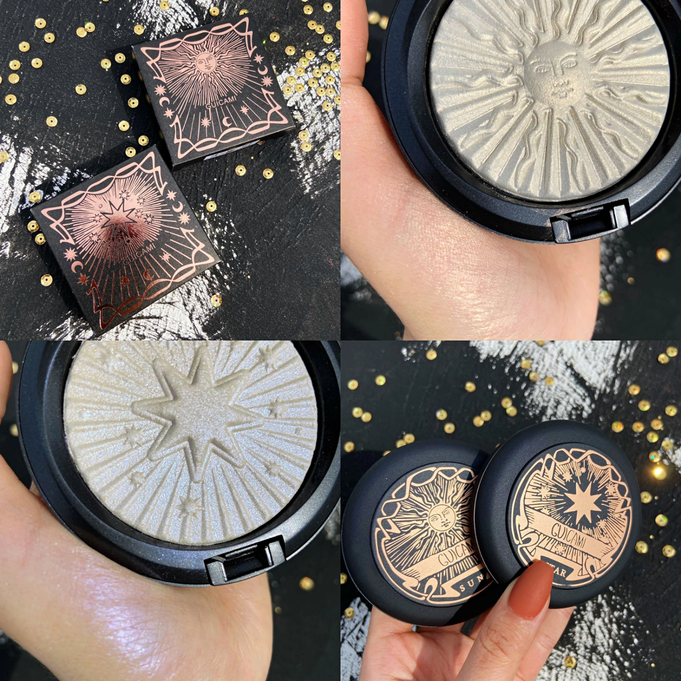 GUICAMI 5D baked highlighter powder moon star relief printing long lasting waterproof face contouring polar AC197 | Красота и