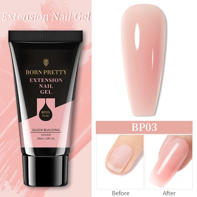 BORN PRETTY 30/20ml Glitter Acrylic Gel Finger Extension Silver Pink Extension Gel Soak Off Nail Art Gel Varnish BP03