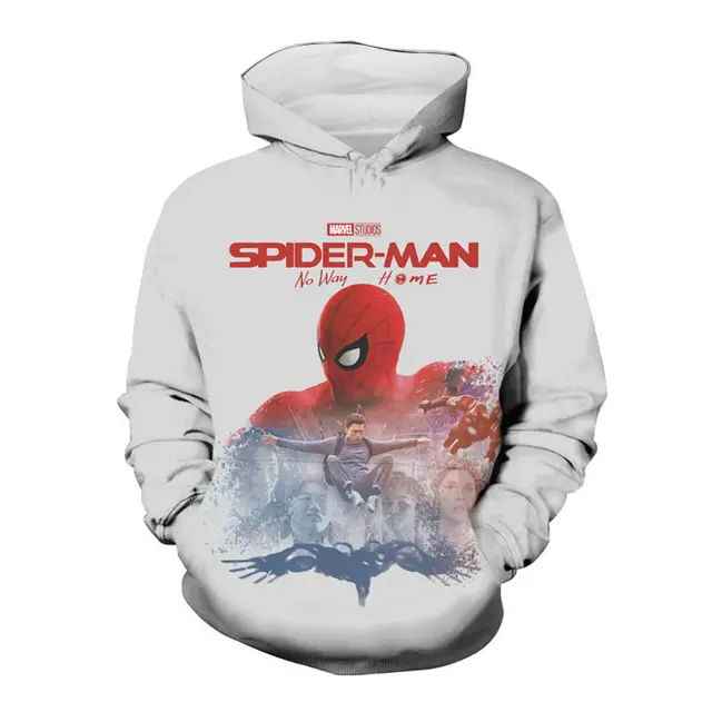 New Marvel Movies Spiderman Oversized Hoodies Kids Clothes Boys 3D Printed Casual Pullover Superhero Cartoon Black Sweatshirt Spiderman-50589
