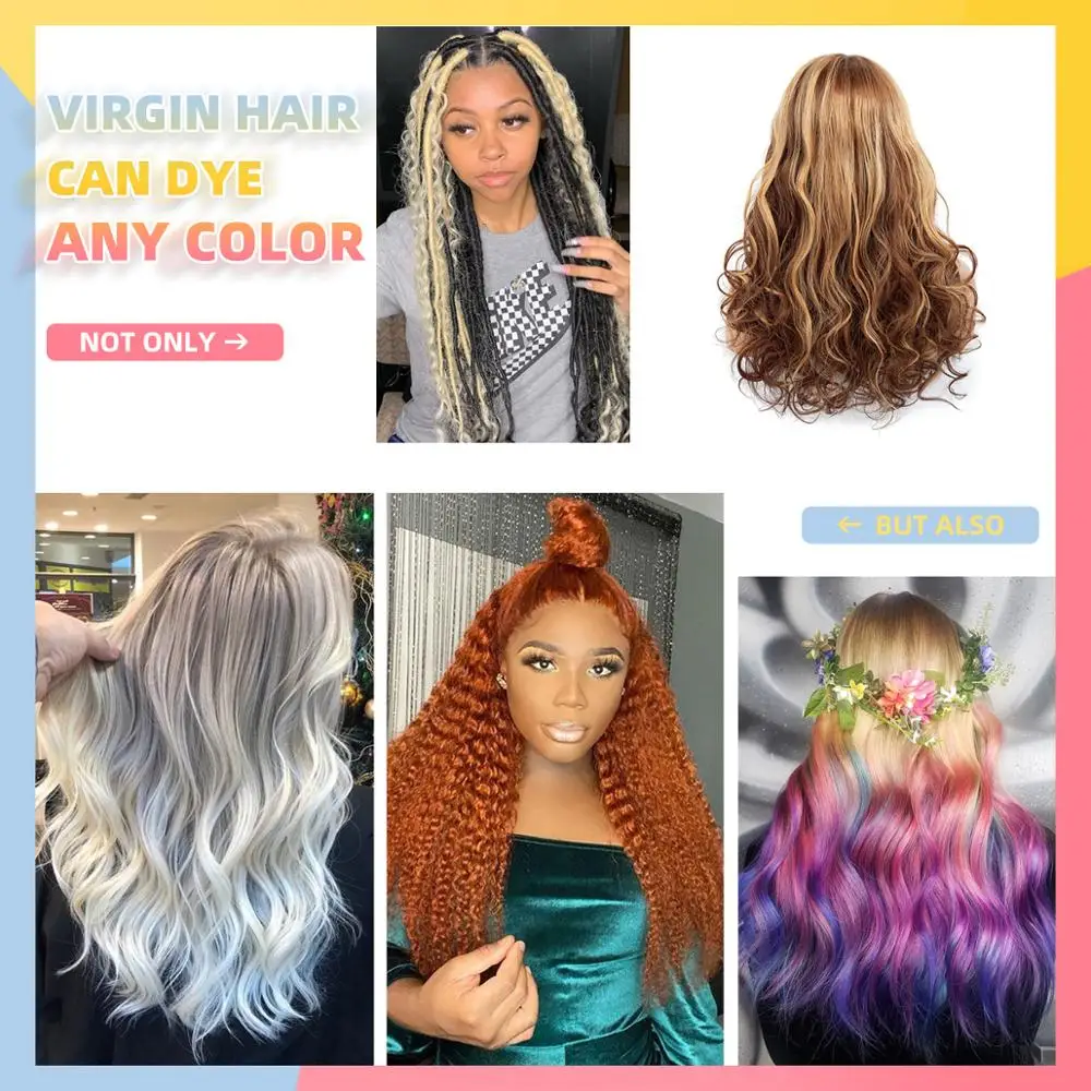 

Ombre Lace Front Human Hair Wigs Colored Wavy 100% Brazilian Virgin Hair Lace Front Wig 150% Pre Plucked For Women WoWEbony Wig