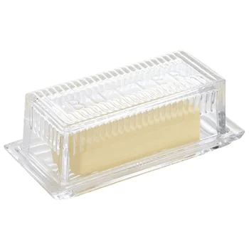 

Rectangular Butter Plate with Lid Clear Glass Dish Household Tableware for Home Hotel
