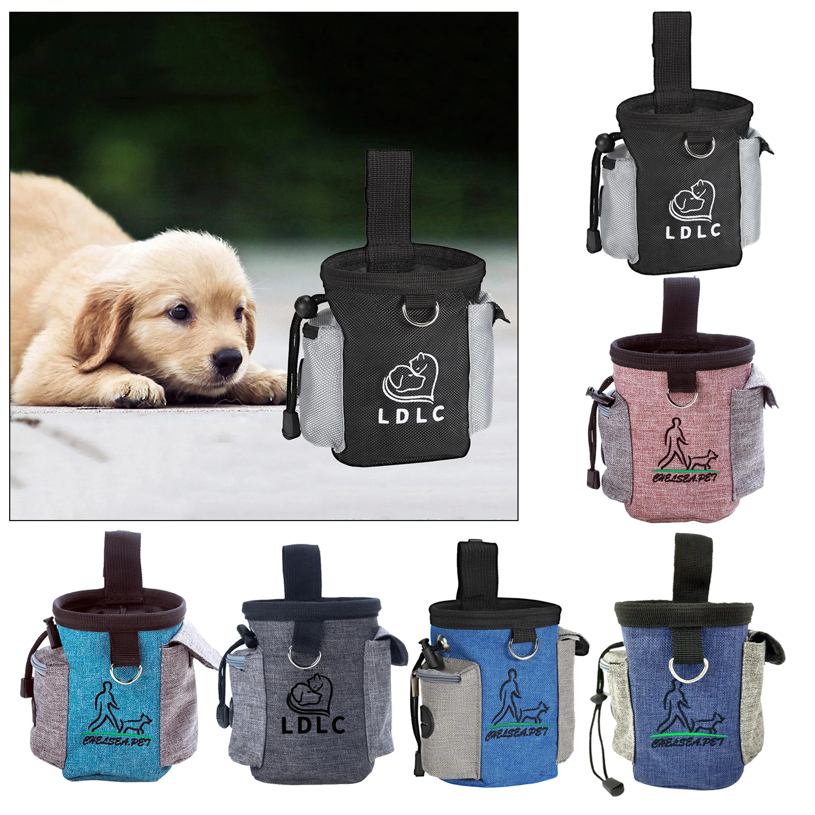 Dog Training Bag Pouch Dogs Treat Holder Built In Waste Dispenser