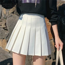 Bazaleas Harajuku, белые плиссированные юбки, сексуальная женская короткая юбка, модная боковая мини-юбка на молнии, панк, высокая талия, юбки для женщин s