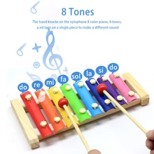 Деревянная игрушка для пианино, музыкальный инструмент, ручной стук на пианино, деревянная детская цветная восьмицветная головоломка для раннего образования C