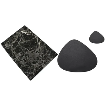 

NEW-1Pcs Dining Pad Waterproof Pu Table Mat Black & 1Pcs Tableware Pad Pu Leather Heat Insulation Non-Slip Placemat