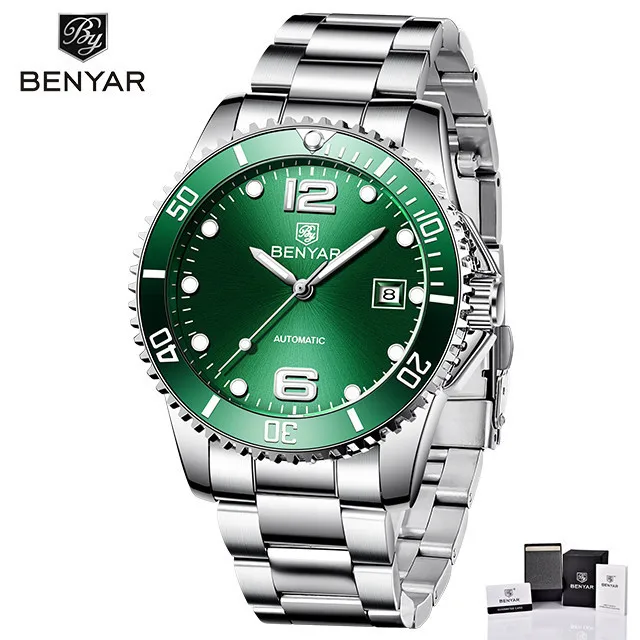 green BEYANR Tourbillon автоматические механические часы военные водонепроницаемые мужские часы лучший бренд часы из нержавеющей стали Relogio Masculino - Цвет: green
