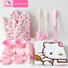 1 комплект, милый мультяшный Kt фартук с котенком, перчатки для духовки, формочки для кексов, набор для выпечки, детский подарок на день рождения,, вечерние сувениры