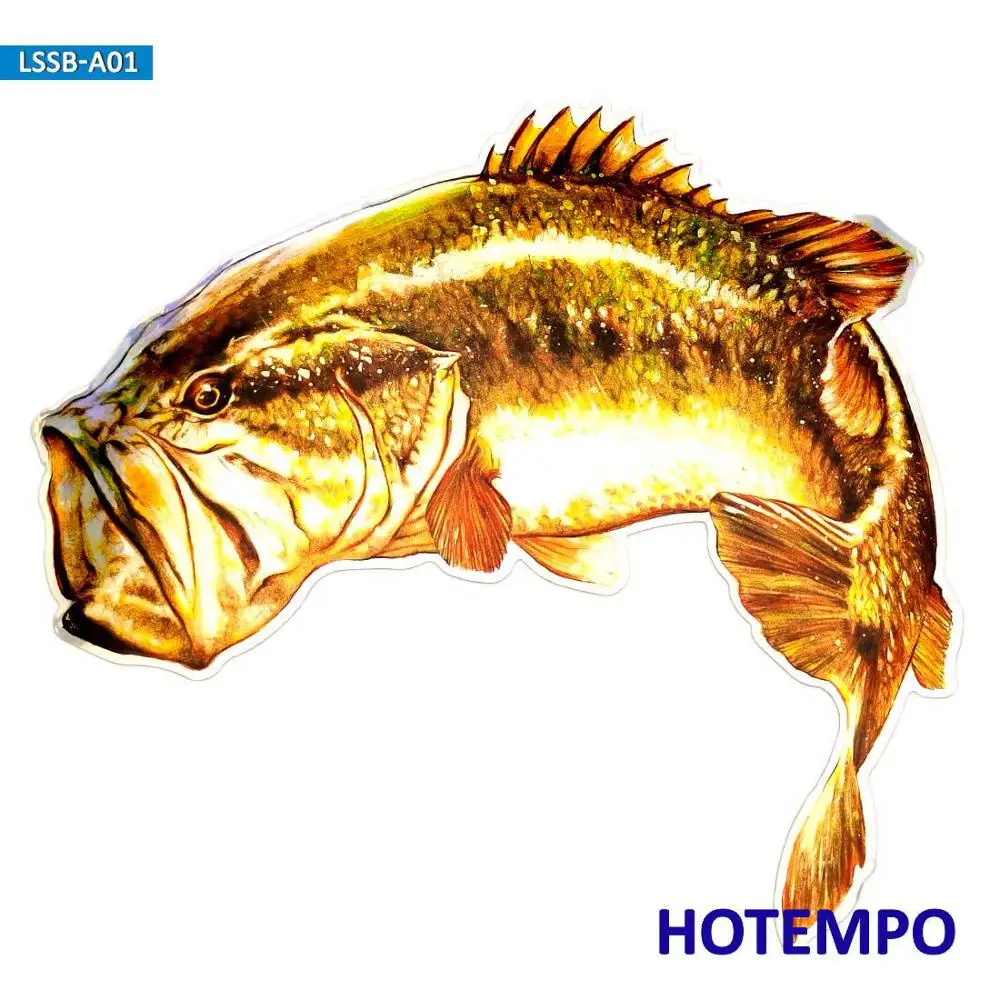 20cm Big Size Laser Dazzle Light Large Mouth Bass Giant Grouper Fish Fishing Stickers Boat Car Styling Waterproof Decal Stickers