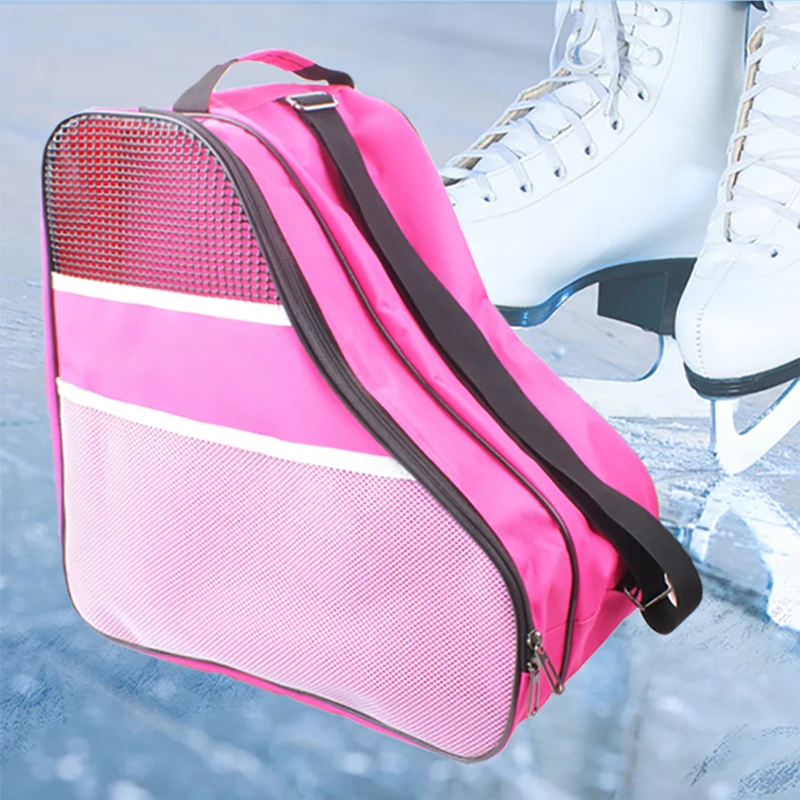 Professional Skate Bag Backpack Increase Capacity Roller Figure Skating Storage Bag Shoulder Pink Blue For Children Adult