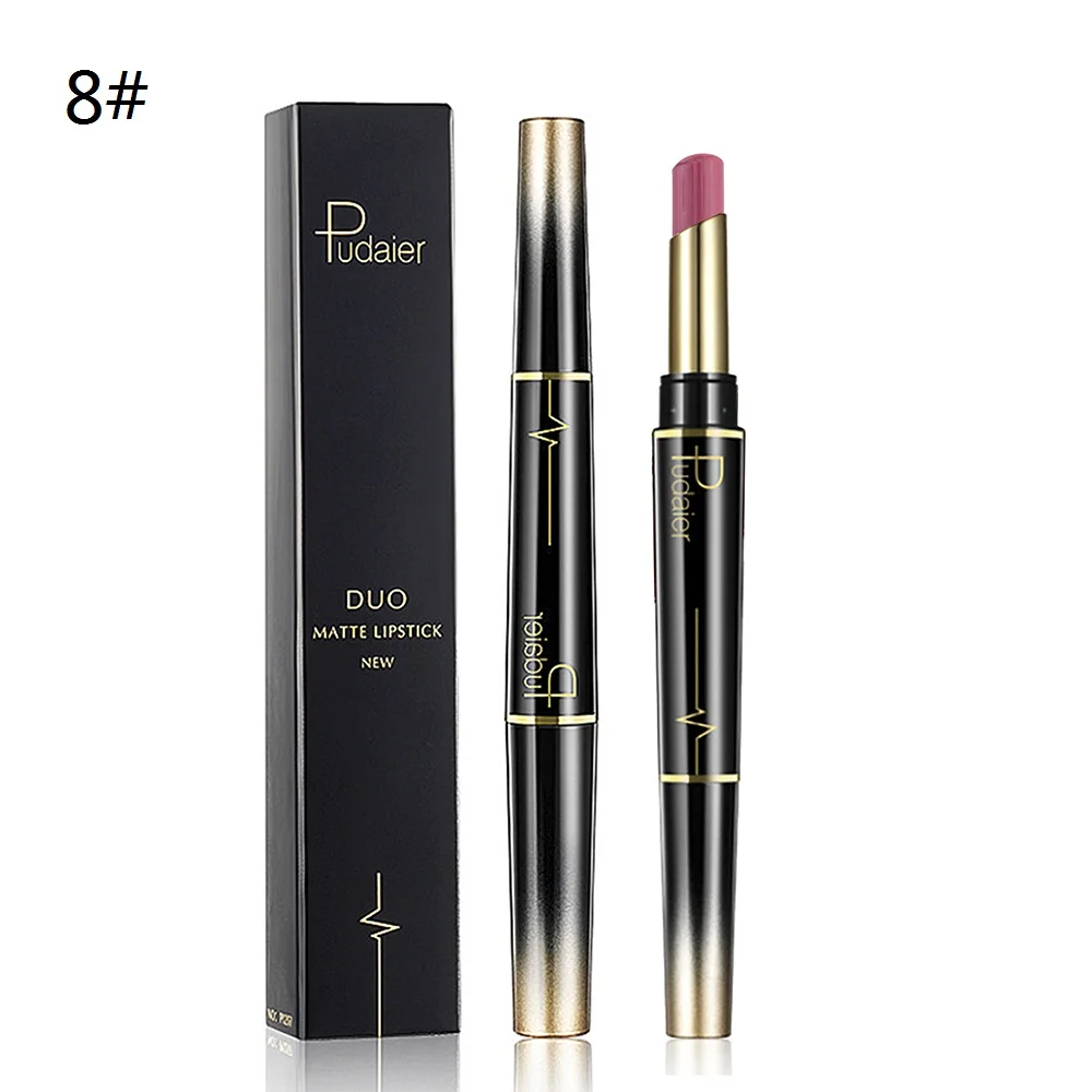 2 In 1 Double Ended Waterproof Pencil Lipstick Pen Matte Lip Liner Long Lasting Makeup Multifunct Lip Pencil Antifouling Lipstic