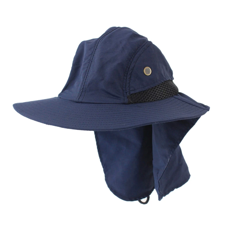Открытый Рыбалка Пешие прогулки Boonie Snap Hat козырек уха шеи крышка Солнцезащитный щиток Крышка синий цвет