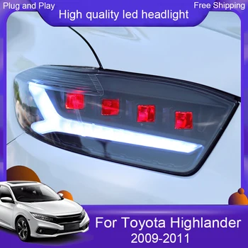 

Car Styling Head Lamp for Toyota Highlander 2009-2011 Headlight All LED Headlight LED DRL Dynamic Signal Angel Eye Accessories