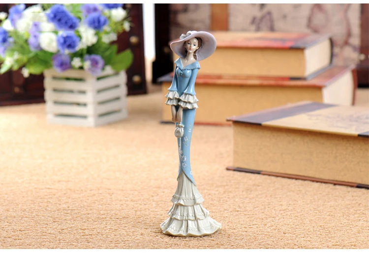 Description Picture 5 of itemEuropean Resin Victorian Girl Statues Accessories Home Livingroom Desktop Figurines Decoration Office Table Sculpture Adornments