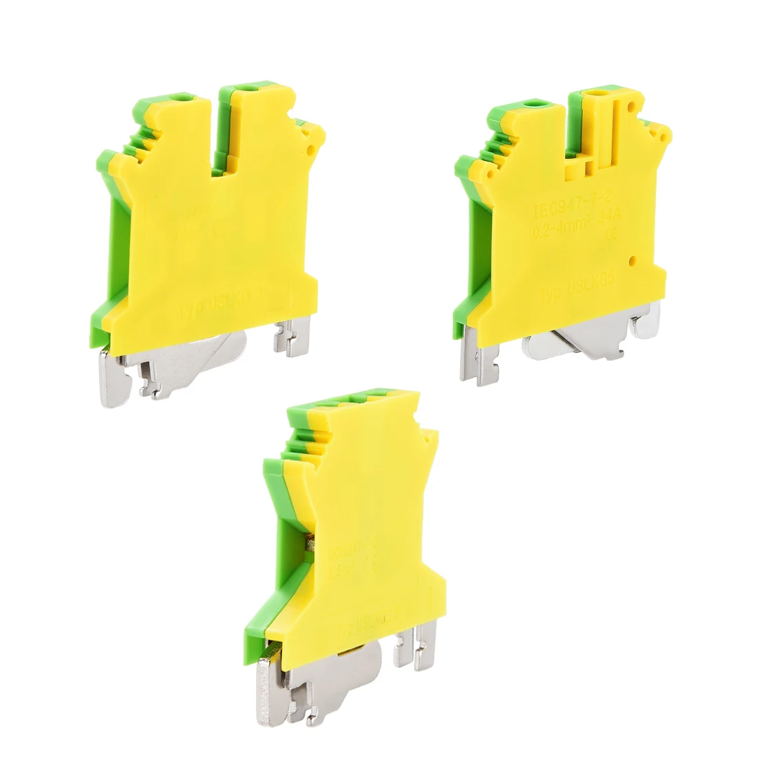

uxcell DIN Rail Terminal Block Mounted Ground Circuit Connection 800V 34A Yellow Green for 24-12 AWG Secure and Reliable