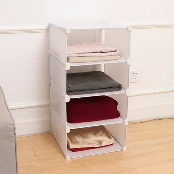 

Practical Layered Wardrobe Clothes Storage Rack Cabinet Resin Organizer Wardrobe Shelf for Home Bedroom (1 Column and 4 Layers,