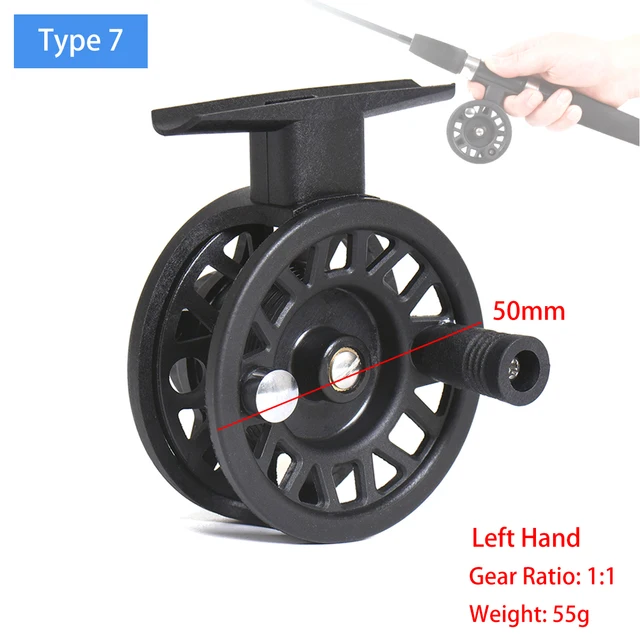 Mini Winter Ice Fishing Reel Ultralight 50mm 55mm 60mm Hand Reel Fly Fishing Line Wheel Carp Spool Pesca Fishing Goods Tackle type 7