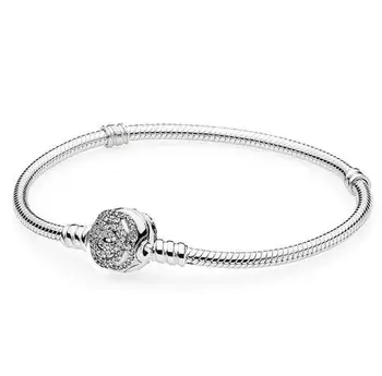 

Original 925 Sterling Silver Bracelet Limited Edition Beauty Belle's Enchanted Rose Clasp Bangle Fit Bead Charm Fashion Jewelery