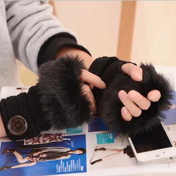

Women Lady Half Finger Fingerless Knit Wool Gloves Wrist Warmer Hand Protect
