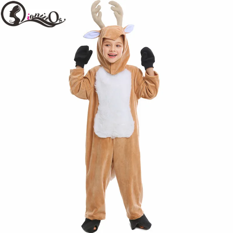 

Winter Christmas Sleepwear Kids Parents New COS Clothing Parent-child Christmas Reindeer Elk Coral Fleece Home Jumpsuit