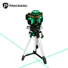 Niveau Laser PRACMANU 16 lignes niveau 4D auto-nivelant 360 Horizontal et Vertical croix Super puissant niveau Laser ligne verte