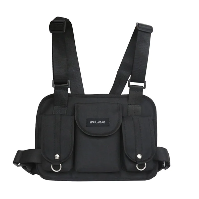 Men Chest Pack Rig Hip Hop Streetwear Unisex Cool Functional Tactical Shoulder Anti Theft Waist Bag Purse  Punck Style Backpack