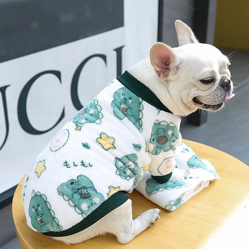 

Small Dogs Cats Fleece Coat French Bulldog Teddy Bichon Strawberry Bear Print Supplies Pet Clothes
