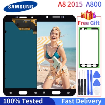

AMOLED LCD For Samsung Galaxy A8 2015 A800 A8000 SM-A800F LCD Display Monitor Touch Screen Digitizer Glass Assembly With Gift