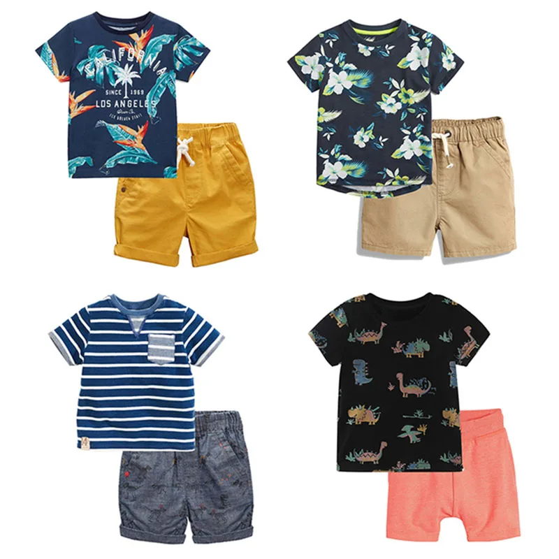 Ensemble de vêtements pour bébés garçons, 2T ~ 7T, 100% coton de qualité, vêtements d'extérieur pour enfants en bas âge, manches courtes