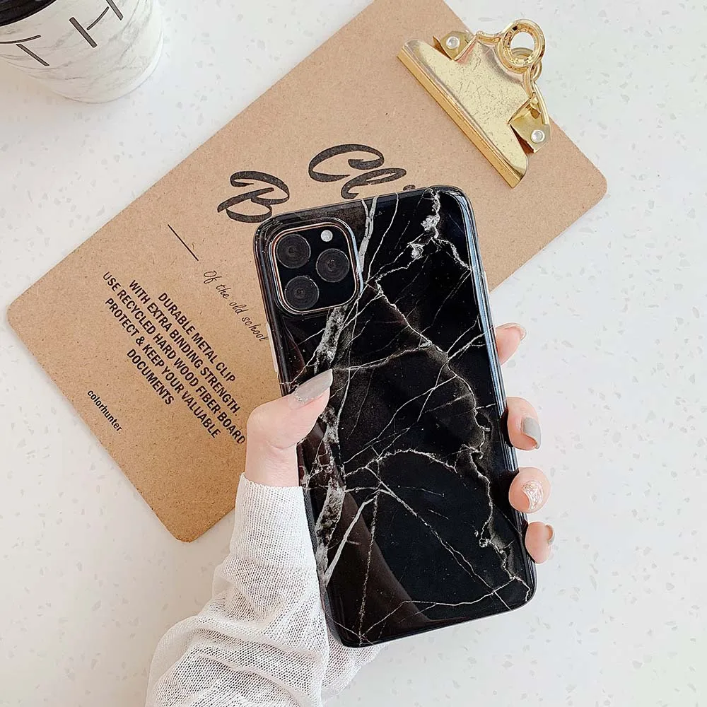 T3 Чехол для телефона для iPhone 11 Pro Max XR XS Max 6 6S 7 8 Plus X Глянцевая трещины мрамор мягкий IMD полный корпус противоударный чехол - Color: T3