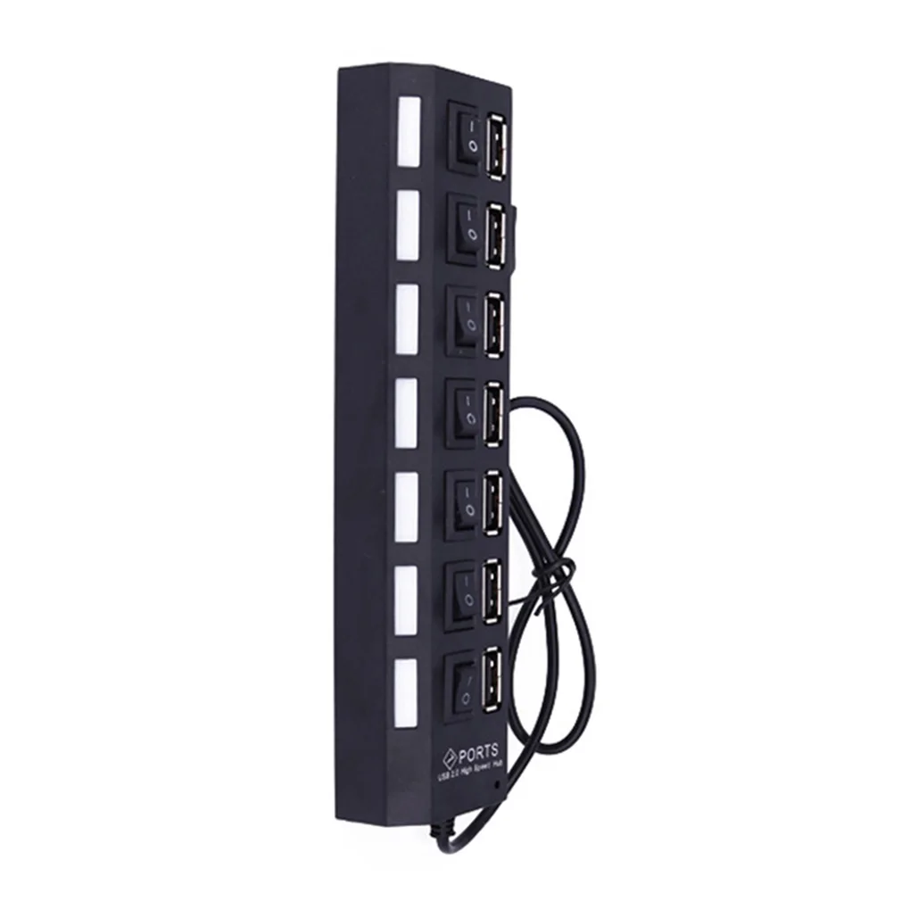 Микро USB концентратор 2,0 Мульти USB 7 портов высокоскоростной usb-порт разветвитель переключателей ПК Компьютерные аксессуары