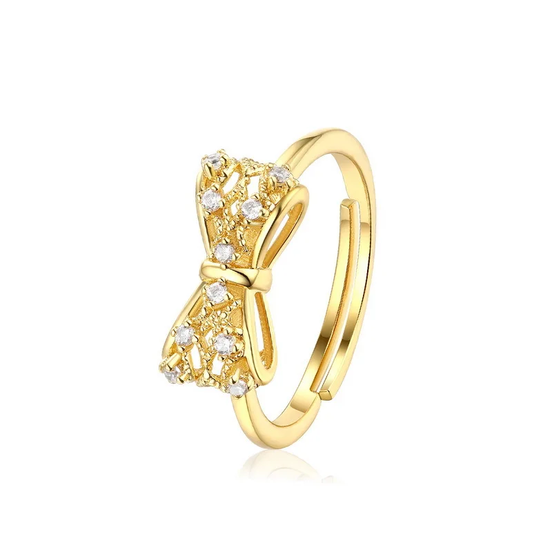 

Elegant Sweet Bowknot Crystal 925 Sterling Silver Rings Bands for Women Fancy Lady Fancy Upscale Beautiful Jewelry Gift