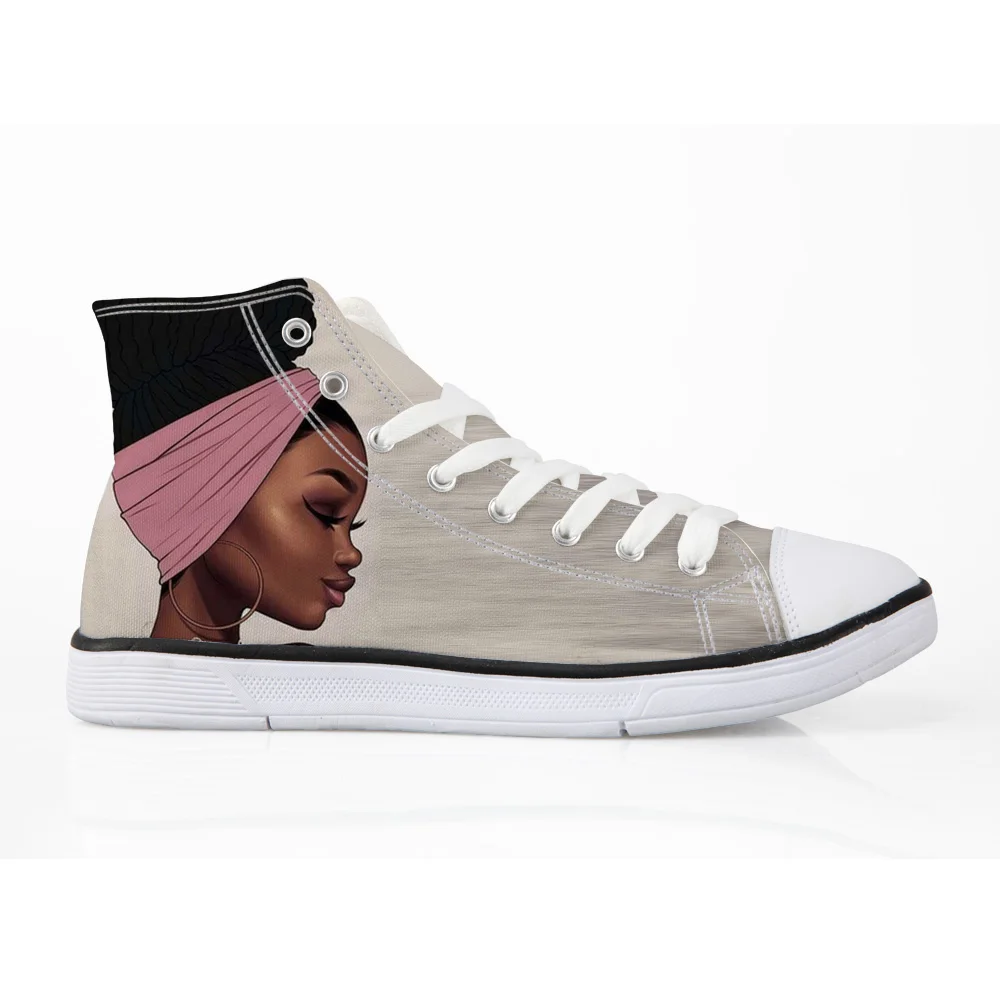FORUDESIGNS/Женская обувь черного цвета с принтом в Африканском и американском стиле; Вулканизированная обувь; Женская парусиновая Обувь На Шнуровке; zapatos mujer - Цвет: P4825AK